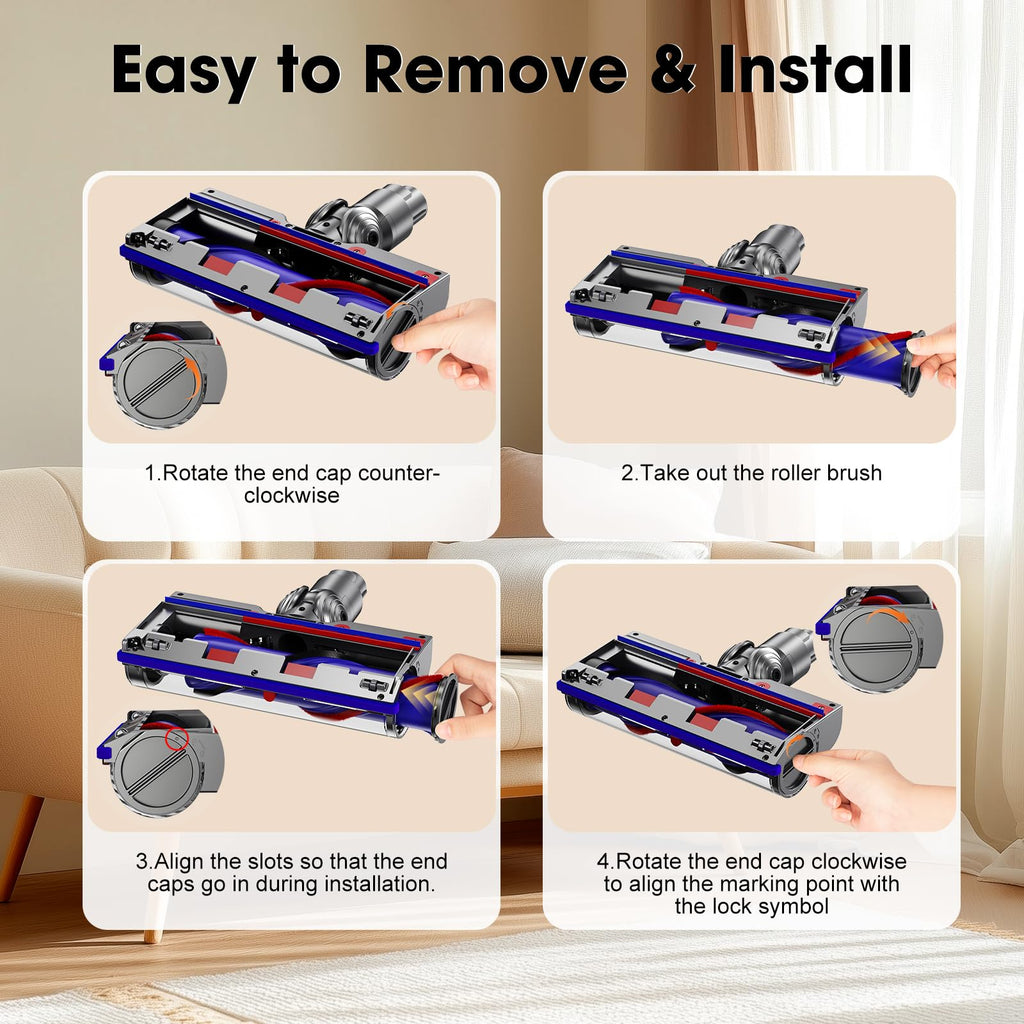 Vacuum Replacement Head for Dy-Son V15/V7/V8/V10/V11 Direct Drive Motor-Head Brush Roller for Dyson Vacuum Attachments Parts, Upgrade Anti-Tangle Vacuum Part for Carpet Hardwood Floor