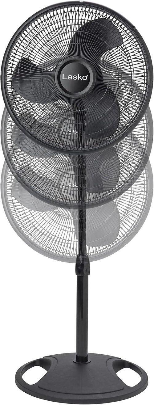 Lasko 2521 16-Inch Quiet Oscillating Pedestal Fan - 3-Speed Adjustable for Home & Office, Black