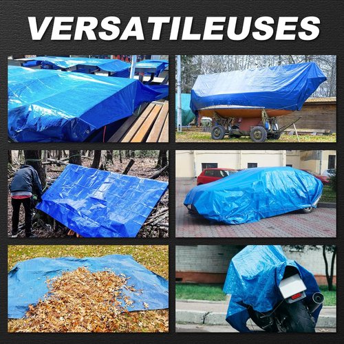 Heavy Duty Blue Tarps by Tarps | Waterproof 10x12 Feet, 8 Mil Thick, Metal Grommets for Outdoor Use