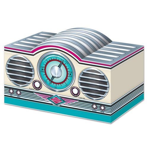 Beistle 3-D Rock & Roll Radio Centerpieces, 5.75" x 9.5", Set of 3- 1950's Decade Themed Party Supplies, Birthday Table Decor