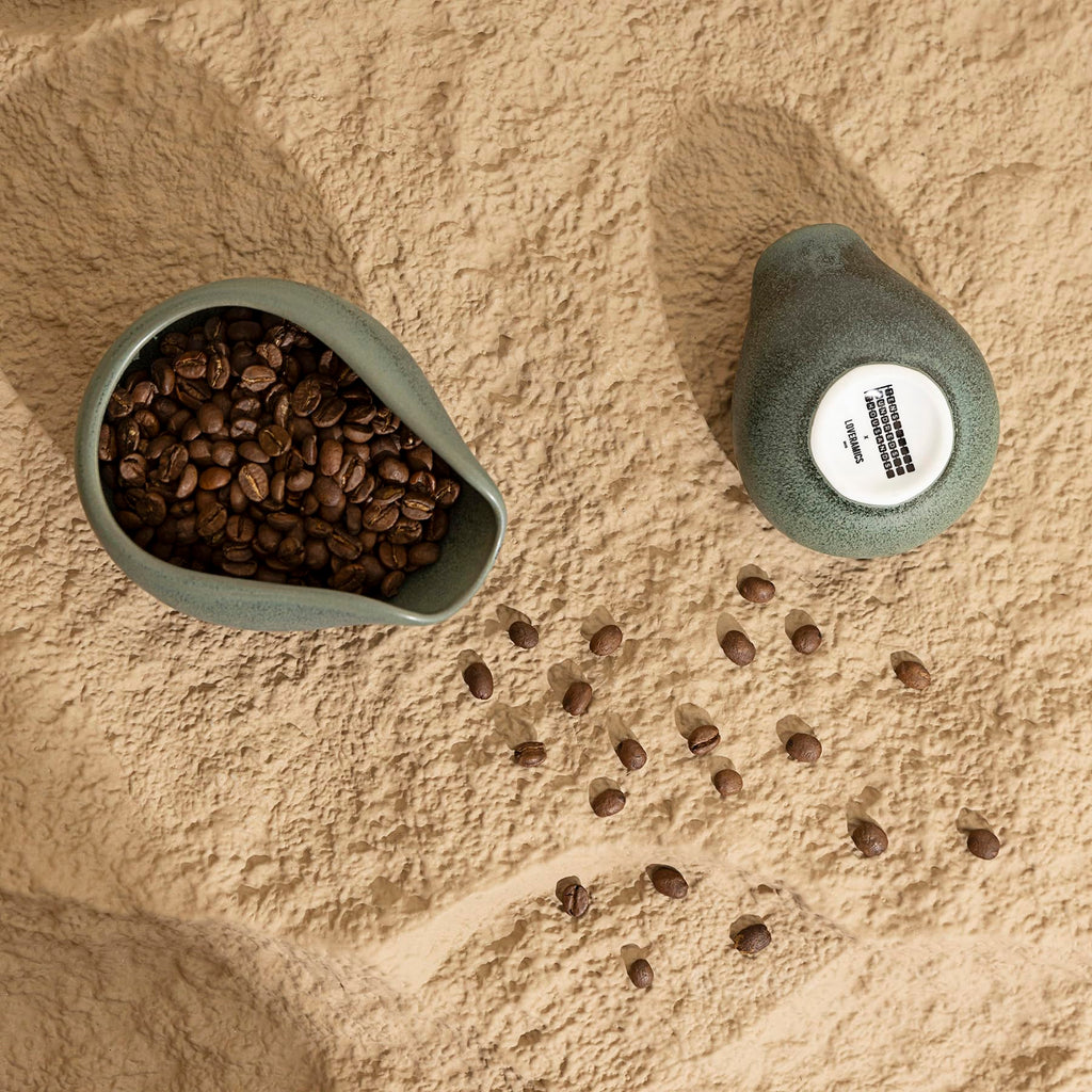 Loveramics 2-Pack Coffee Bean Dosing Cups by James Hoffmann, 30g-60g Capacity (Matte Dark Green)