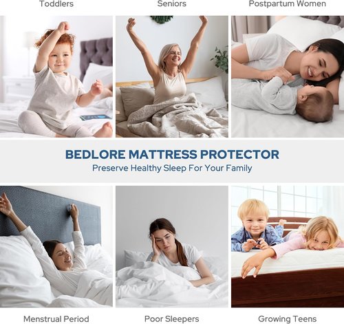 BEDLORE Waterproof Mattress Protector - Soft Breathable Twin XL Pad with Deep Pocket 6"-15" Depth