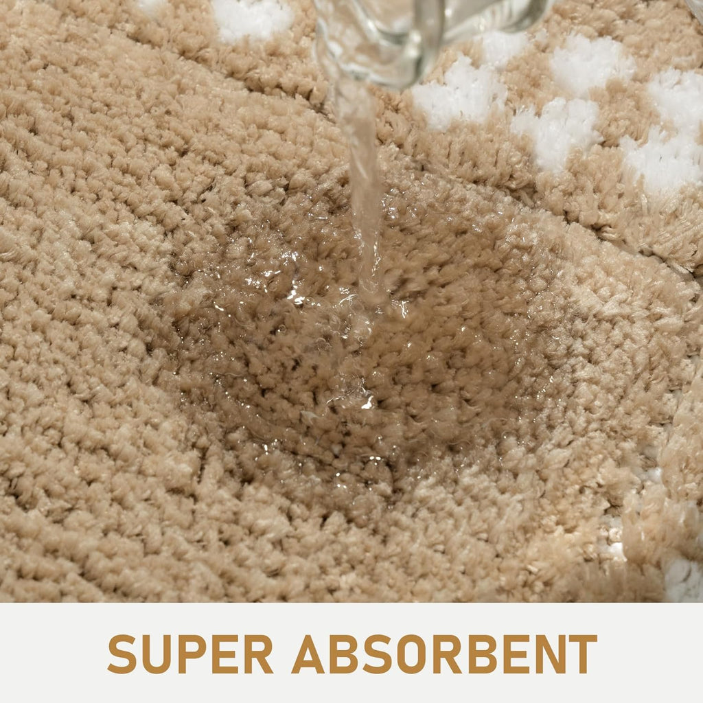 Skiennix Beige Bathroom Rugs - Non-Slip Washable Microfiber Mats | Plush & Absorbent 20x31 Inches