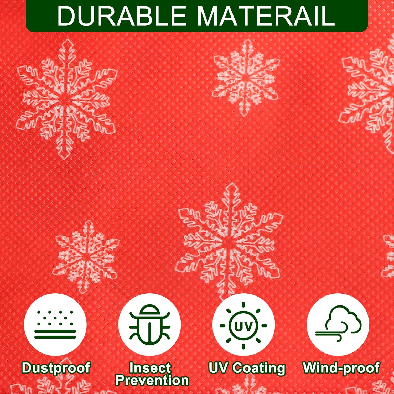 Skiennix Christmas Tree Cover - Durable Storage Bag with Zipper & Drawstring for Up to 6-Foot Tree | Snow Print Red