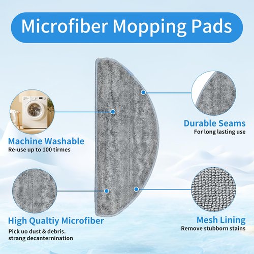 Roller Brush ＆ Side Brushes ＆ Filters & Mopping Pads Replacement Parts Compatible with iRobot Roomba Essential 100 Series 104 105 Vac/Combo Y0110 Y0140 Q011 Q0120 Q0520 Robot Vacuum Accessories