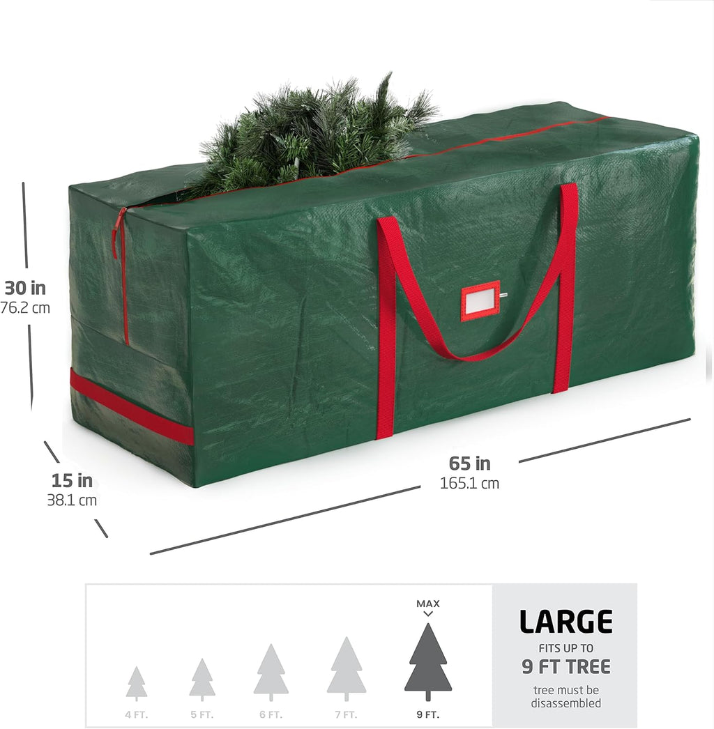 Zober Christmas Tree Storage Bag | Fits 9 Ft Artificial Trees - Waterproof, Durable Design - Green (Pack of 2)