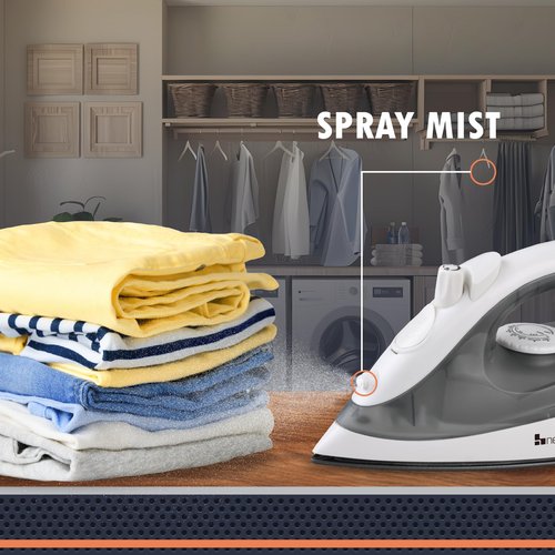 Newhouse 120V 1200-Watt Steam and Spray Iron NHIR-001, Adjustable Temperature, Self-Cleaning, ETL Certified for Hospitality and Home Use