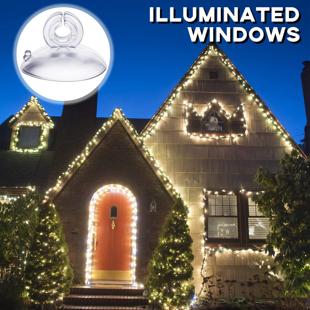Skyley Christmas Light Holders Mini Hang Christmas Light Clips Suction Cup Clips Shower Suction Cup Hooks Outdoor Seasonal Lighting Hooks for Window Glass Home Bathroom Kitchen(200 Pcs)