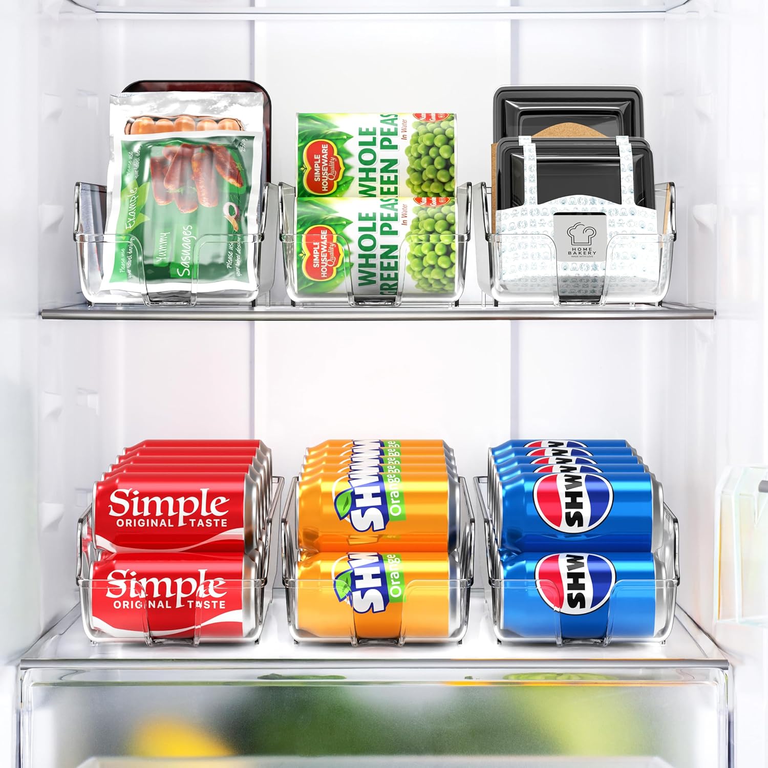 Simple Houseware Soda Can Organizer - Clear Dispenser for Refrigerator or Pantry Storage