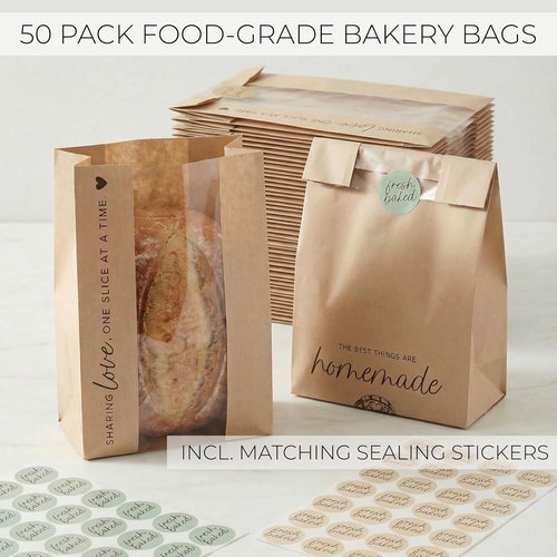 Beautiful Bread Bags - Clear Window Design Keeps Sourdough Fresh & Perfect for Gifting | Ideal Bakery Packaging