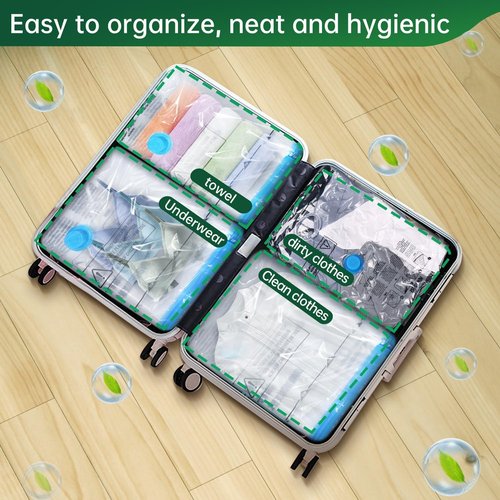 BRODI Travel Vacuum Bags Combo Pack - 6 Space-Saving Seal Bags with Pump for Clothing & Luggage