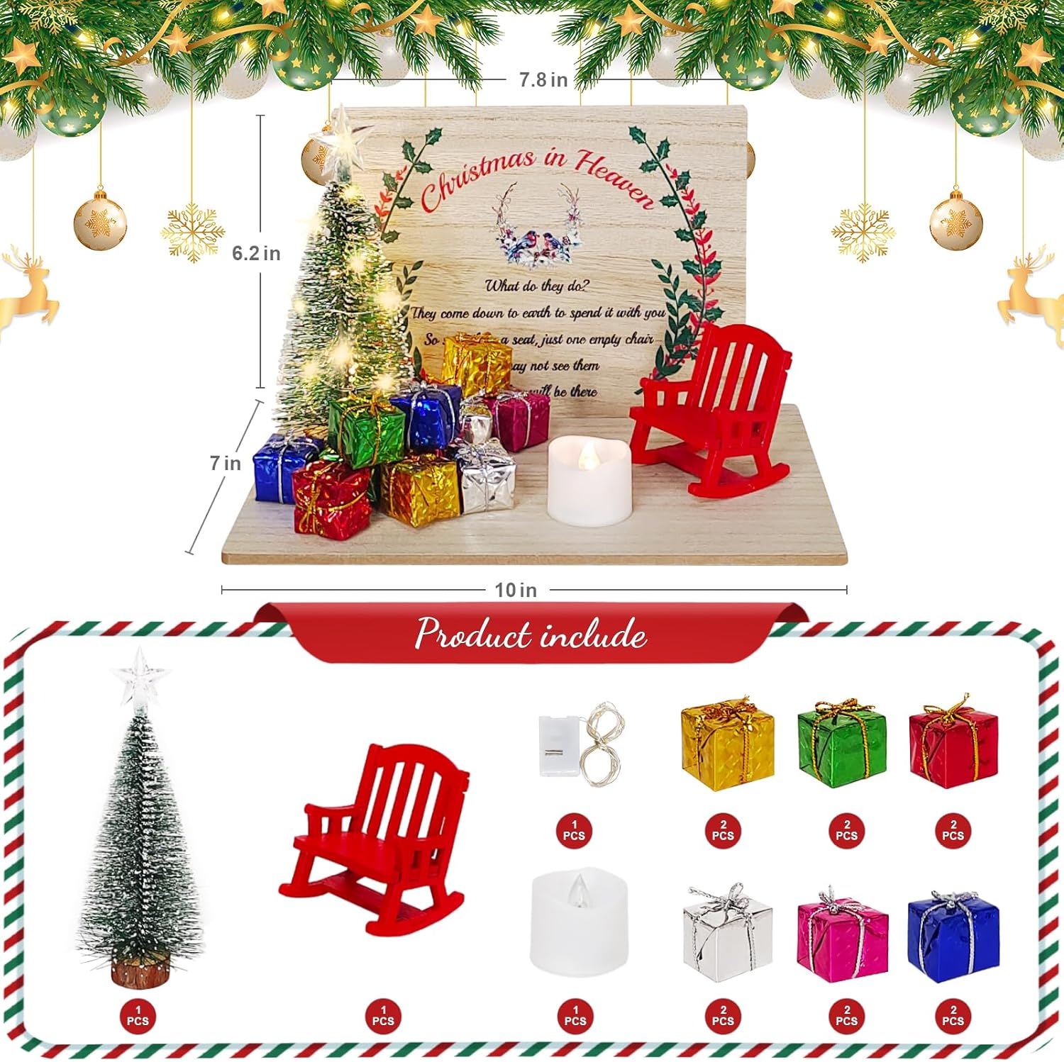 Regine Switzerland Christmas Chair Ornament - Memorial Candle Holder for Loved Ones | Save a Seat Gift