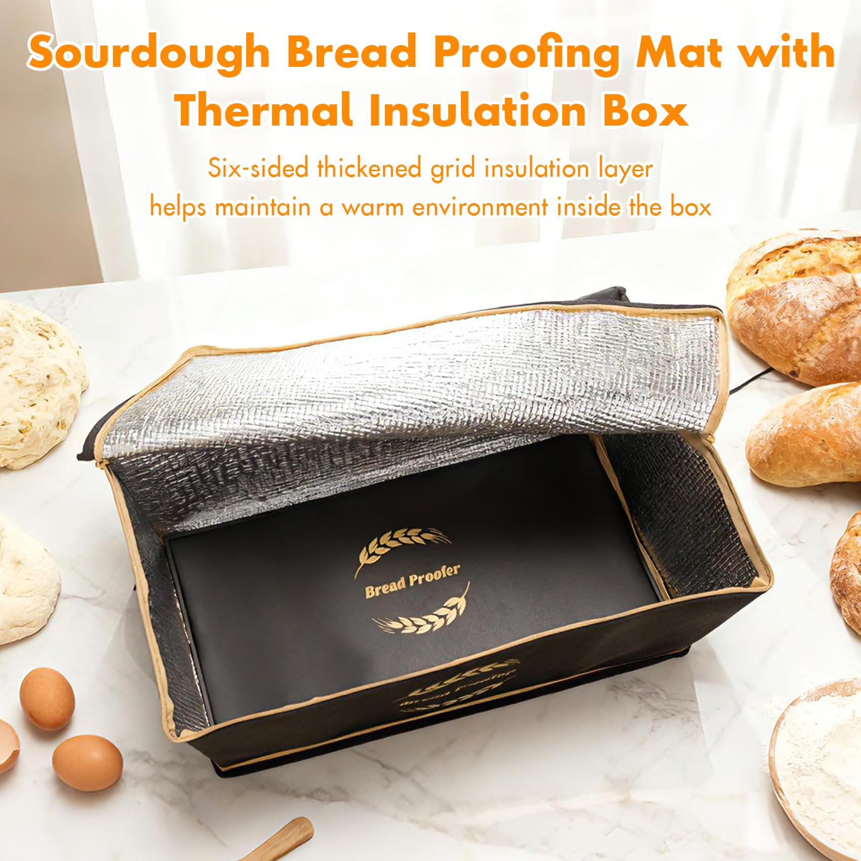 Ftzataz Sourdough Warming Mat with Bread Proofer Warming Box, Sourdough Heating Mat Used to Provide Sufficient Temperature for Bread Proofing, Sourdough Warming, Sourdough Heating, Dough Riser