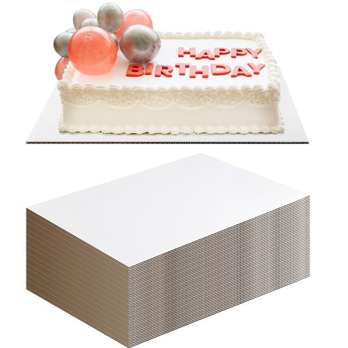 Dandat 100 Pcs Cake Board Rectangle 14x10 Inch White Quarter Cake Sheet Laminated Sturdy Cake Base Board Greaseproof Cake Stands Cake Cardboard Base Trays Pad for Pizza, Desserts, Pastries, Food