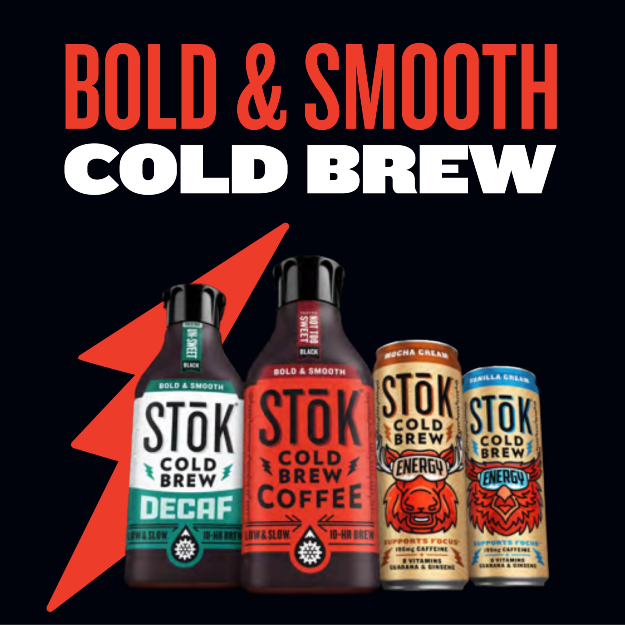 SToK Cold Brew Energy Vanilla Cream, Energy Coffee Beverage with 195mg Caffeine to Help Support Focus, Canned Coffee with B-Vitamins, Guarana and Ginseng,11 fl oz, 12pk