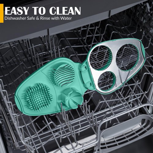 CraftyCrocodile Egg Slicer for Hard Boiled Eggs - 3 Slice Modes Egg Cutter, Heavy Duty, Stainless Steel Dicer - Kitchen Chopper Tool for Strawberry, Mushroom, Grape, Cherry Tomato - Mint Green