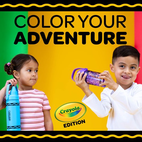 CamelBak Crayola Flip Straw Kids Water Bottle, Tritan Renew, Spill-Proof, 14oz, Violet