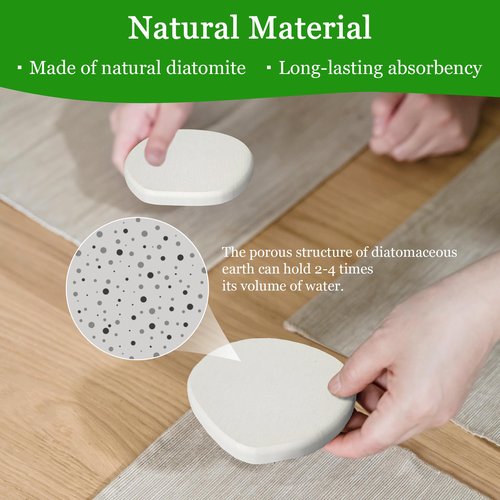 Diatomaceous Earth Coasters Set of 4 for Drinks, Moisture Water Absorbent Stone Coasters for Table Desk at Work, Water Absorbing Instant Drying Diatomite, Modern White