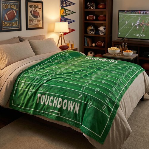 Horaldaily Football Flannel Blanket Throw, Sports Theme Football Touchdown and Game Day Soft Fuzzy Plush Cozy Fleece Blankets for Couch Sofa Bed Lounging, Ideal Gifts for Kids Adults Self, 50x60