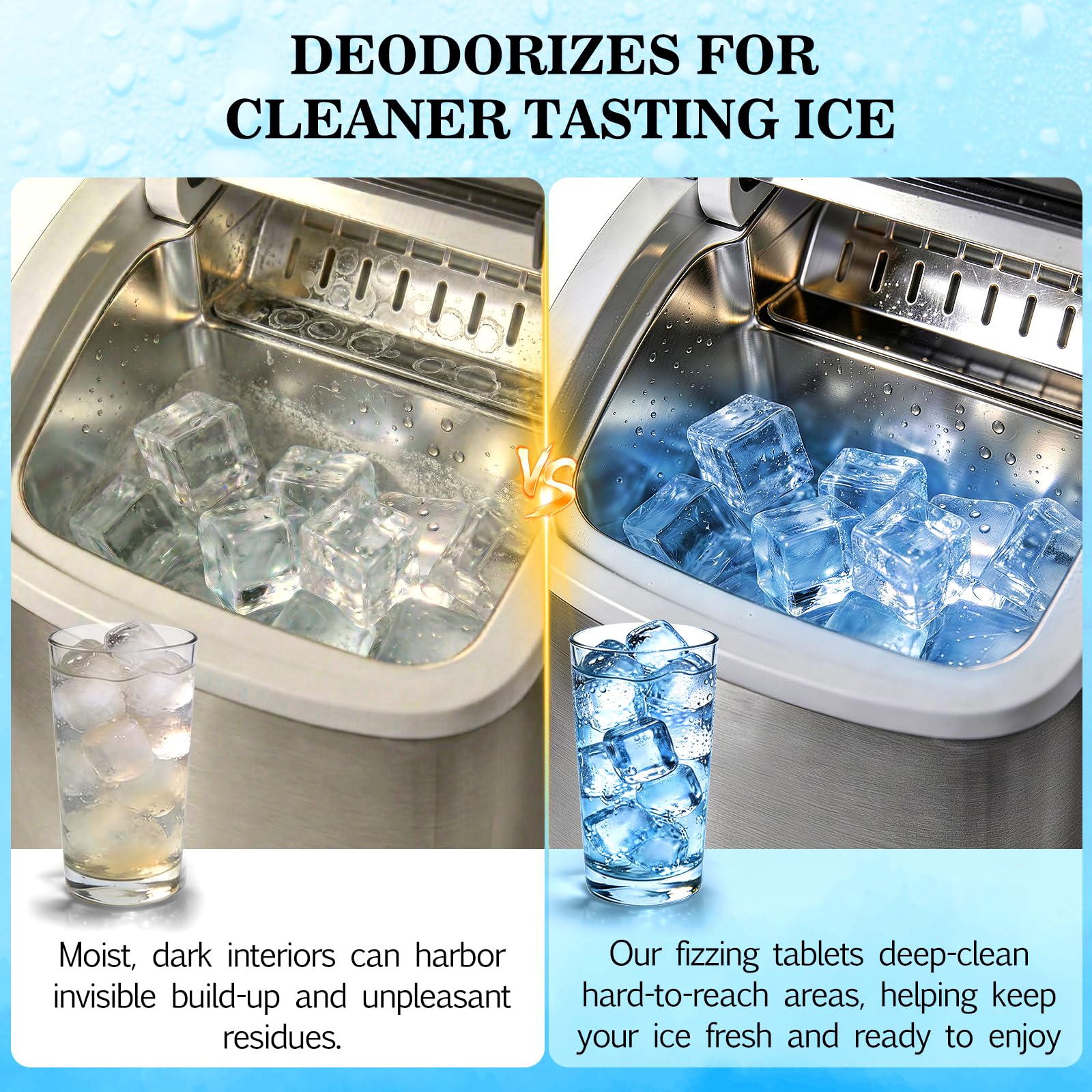 Bellaluce Ice Machine Cleaner Tablets Descaler (32 Pack) – Nickel-Safe Countertop Portable Commercial Ice Maker Cleaning – Remove Hard Water Buildup, Odor-Free, Crystal Clear Ice