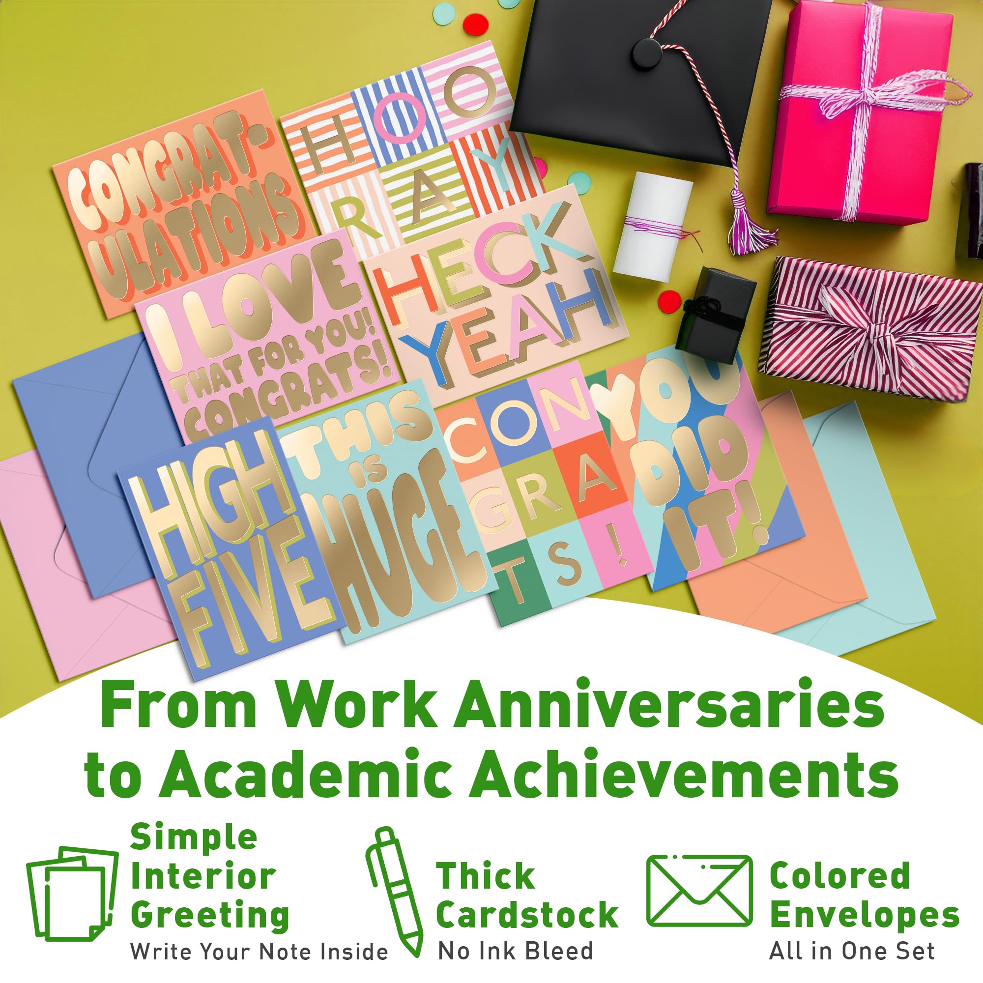 Sweetzer & Orange S&O Fun Congratulations Cards with Envelopes - Colorful Congrats Card Pack of 24 - Encouragement with Envelopes - Appreciation for Coworkers - Boxed Compliment Cards - Recognition