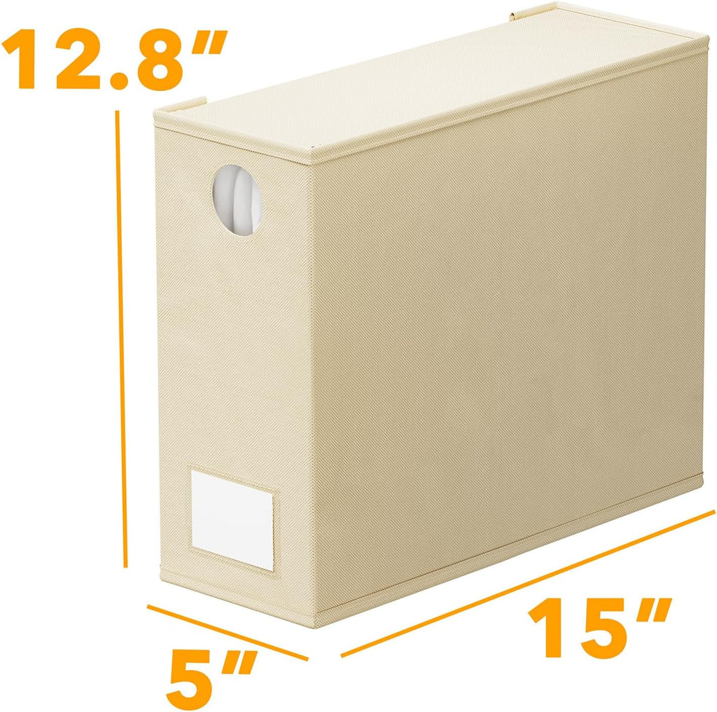 SpaceAid Bed Sheet Organizers - Foldable Linen Closet Storage with Window | XL for Queen & King Size (Beige, 8 Pack)