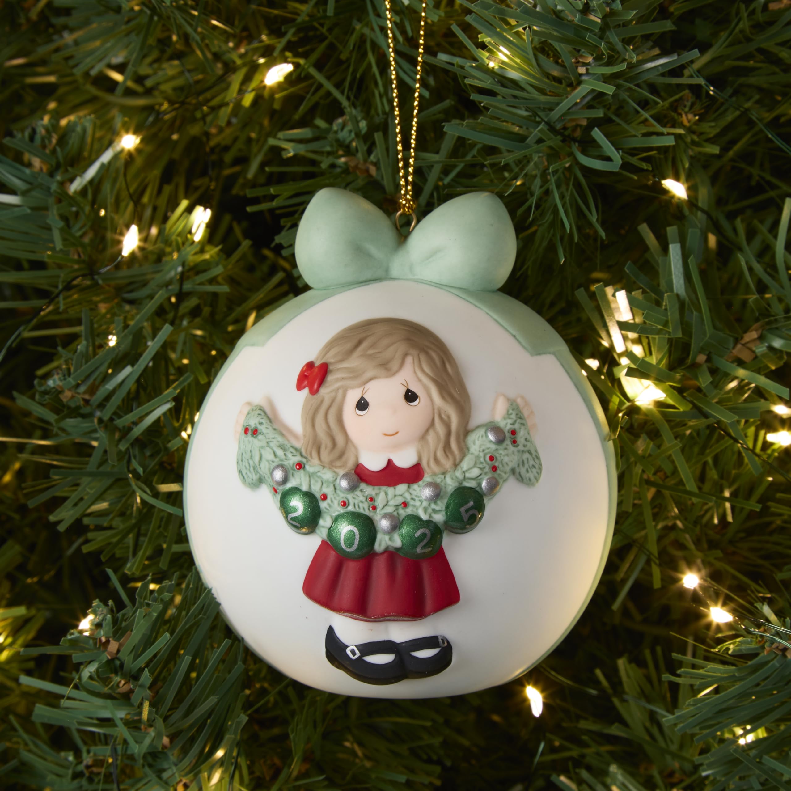 Precious Moments Deck The Halls 2025 Dated Girl Ornament Bisque Porcelain 2025 Ball Keepsake 251003