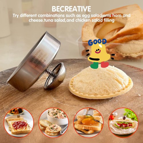 Sandwich Cutters and Sealer Uncrustables Maker Stainless Steel 3.5inch Sandwich Bread Cutter Great for Lunchbox and Bento Box