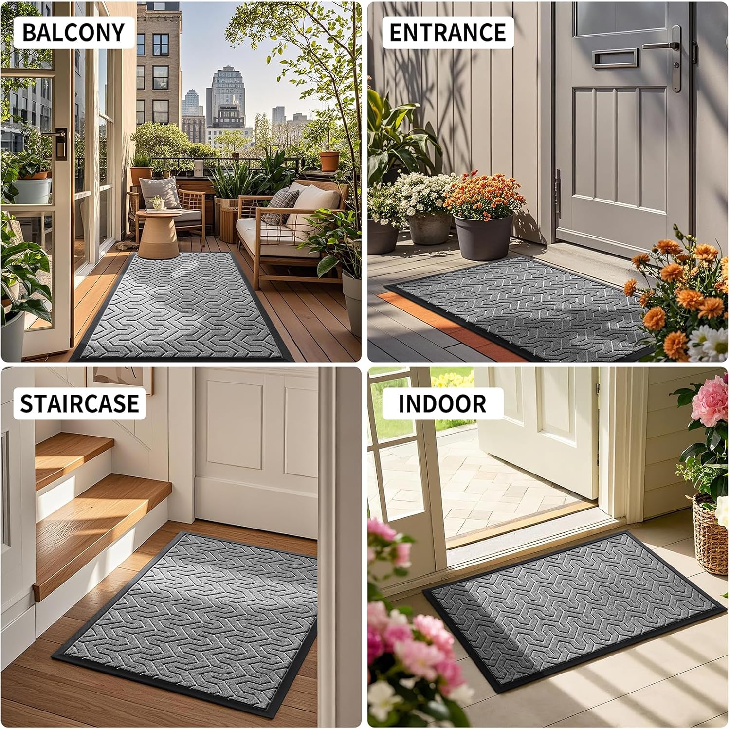 Yimobra Front Door Mat - Waterproof Heavy Duty Non-Slip Rubber | 29.5x17 Inches, Grey