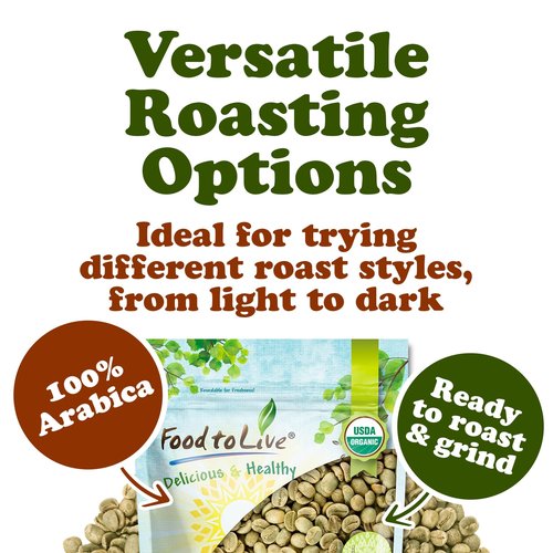 Food to Live Organic Colombian Huila Arabica Green Coffee Beans, 5 Pounds – Whole, Unroasted, Washed Bean. Single Origin. Fresh Crop. No-GMO, Vegan, Bulk