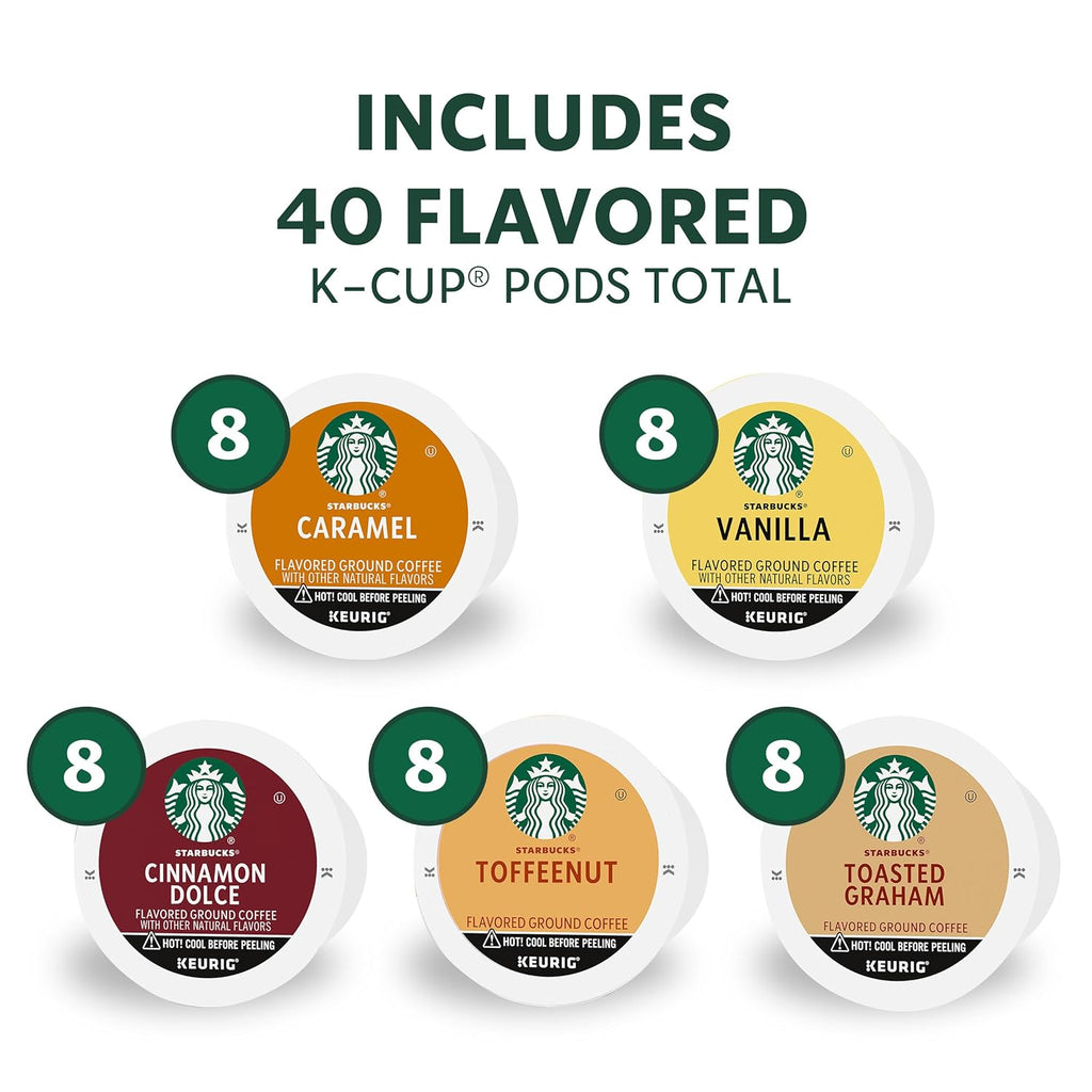 Starbucks K-Cup Coffee Pods - Flavored Hot or Iced Coffee Variety Pack | 40 Count