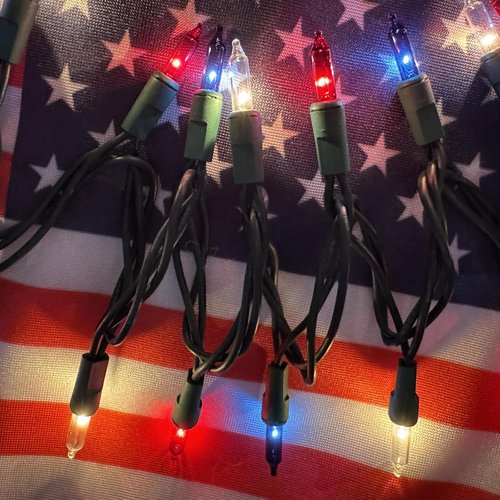 HISHINY Mini String Lights - 100 Count Patriotic Red, White & Blue Decor | 21ft Indoor/Outdoor Holiday Lighting