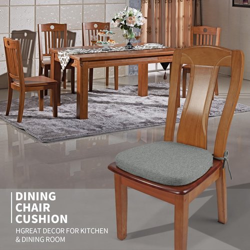 SINOSSO 6 Pack Memory Foam Chair Cushions for Dining Chairs, Friendly Woven Fabric 16" U-Shape Comfortable Kitchen Chair Pads, Removable Slip Resistant Seat Cushions (Set of 6, Dark Grey)