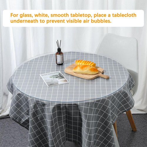 70 Inch Clear Round Table Cover Protector 1.5mm Thick Table Protector for Dining Room Waterproof Plastic PVC Vinyl Tablecloth Cover Circle Tabletop Desk Pad Mat for Furnture Coffee End Bed Side Table
