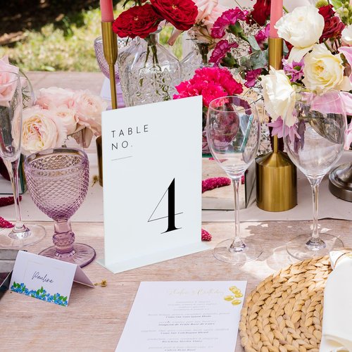 JINMURY White Wedding Table Numbers 1-20 with Stands, 5"x7" White Acrylic Table Numbers, Perfect for Wedding Reception, Party, Anniversary, Event