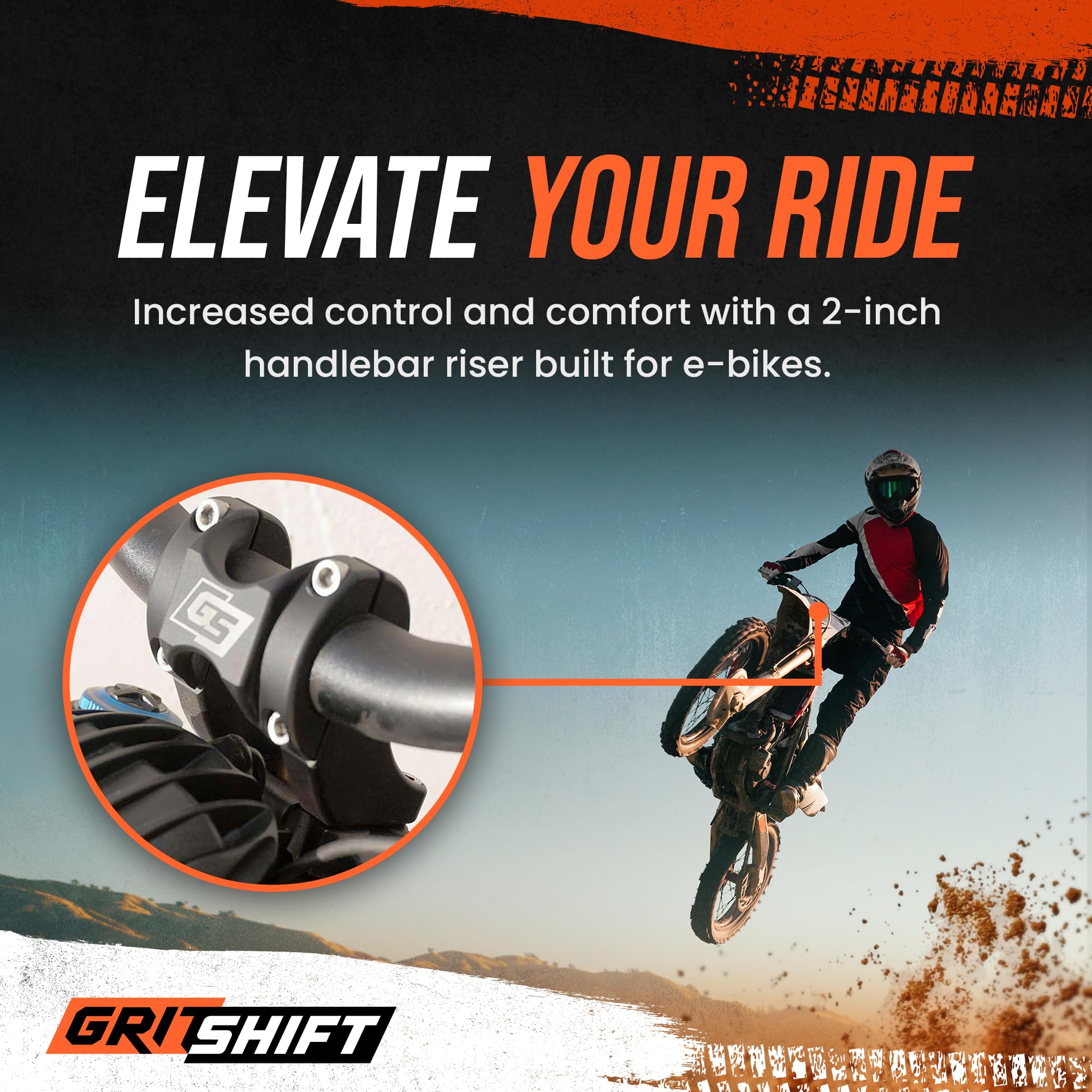 GritShift Direct Mount Stem Riser 2 inch for Sur-Ron – Aluminum Handlebar Riser fits Segway X260, Talaria Sting, Dirtbike, Motorcycle – Suspension Extension for Enhanced Handling, Riding Ergonomics