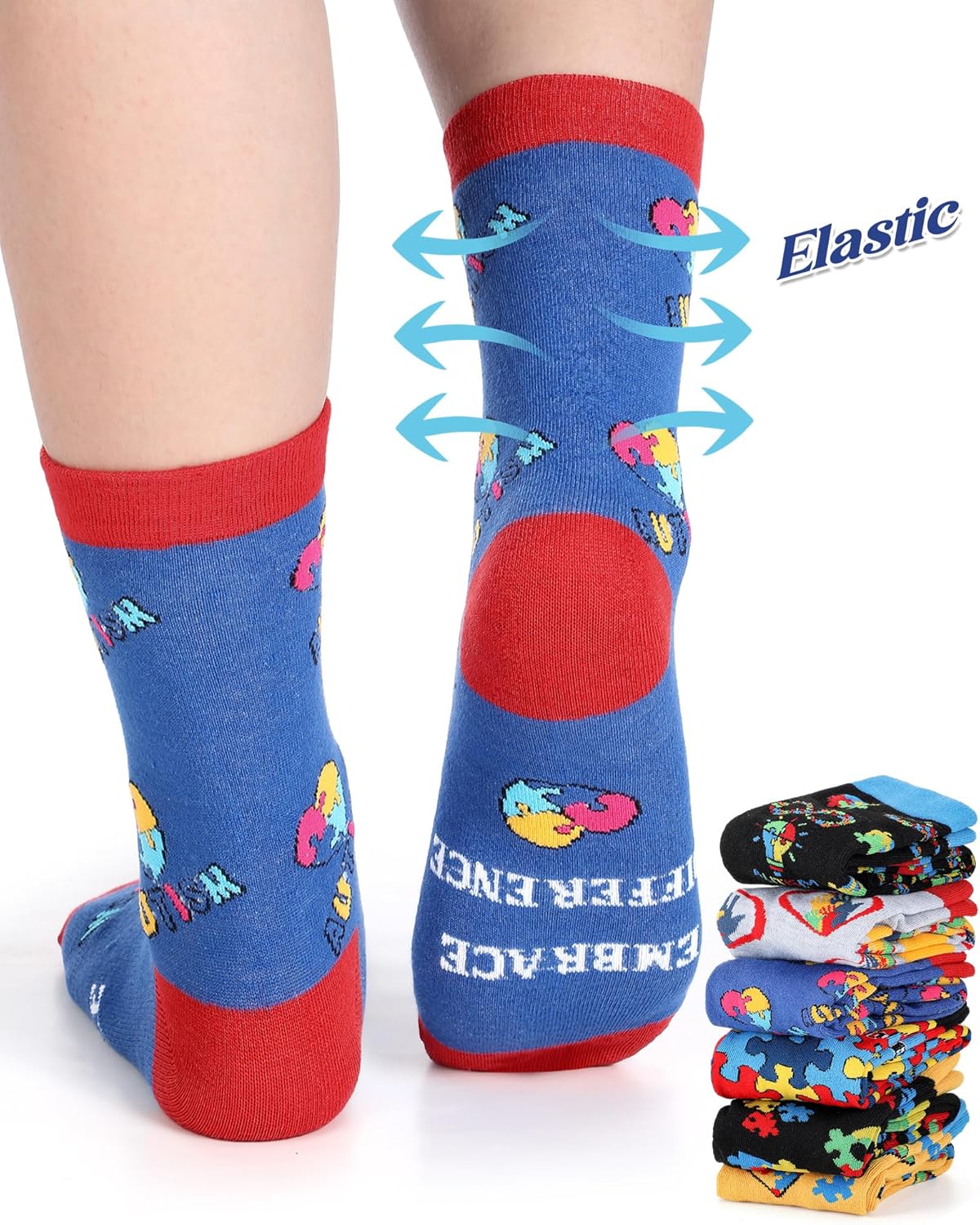Skiennix Autism Awareness Socks - 12 Pairs Colorful Graphic Design for Adults | Perfect Gift for Autism Month