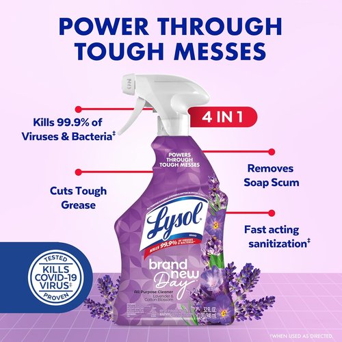 Lysol All-Purpose Cleaner Spray - Multi-Purpose Disinfectant for Kitchen & Bathroom | Lavender & Cotton Blossom, 32 Fl Oz
