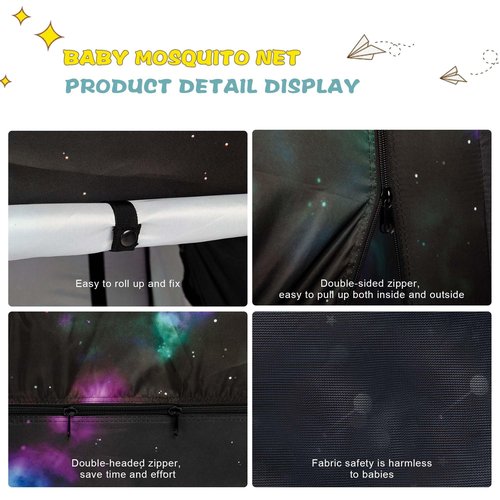 Poray Pop Up Baby Bed Tent Privacy Tent for Toddler Sleeping with 2 Zipper Doors,Breathable Mesh Windows and Portable Carry Bag (Starry Constellation)