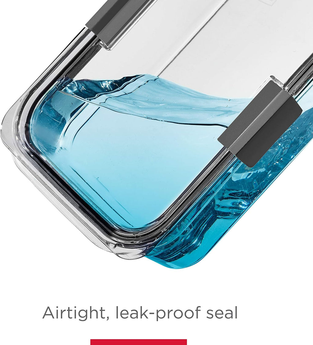 Rubbermaid Brilliance Food Storage Containers - BPA-Free, Airtight, Clear Set of 2 (9.6 Cup) for Meal Prep & Leftovers