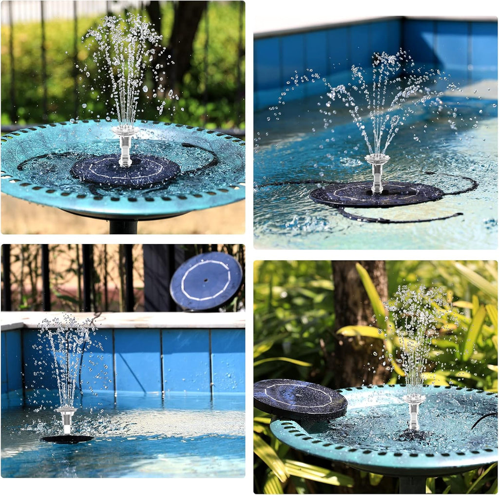 AISITIN Solar Fountain Pump - DIY Water Feature with 6 Nozzles & 3.9ft Cord | Perfect for Bird Baths & Gardens