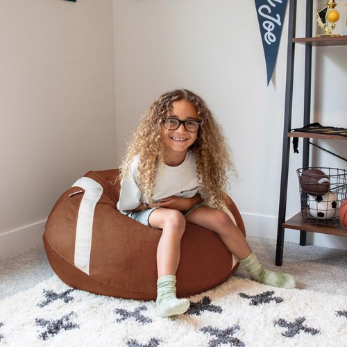 Big Joe Sports Ball Child-Sized Bean Bag Chair for Kids, Football Plush, Ultra-Soft Lightweight Polyester Blend, 2.5 Foot Refillable