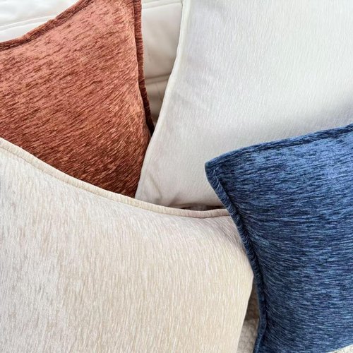 OYIMUA Soft Decorative Chenille Throw Pillow Covers Navy Blue 20x20 Set of 2 Boho Farmhouse Neutral Pillow Case for Couch Sofa Bedroom Living Room Home Decor Luxury Accent Pillows