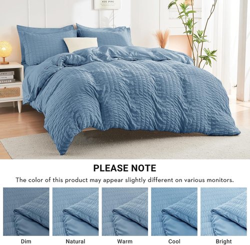 HYMOKEGE Mineral Blue Comforter Set - Luxury 7-Piece Bedding Set for All Seasons | Full Size