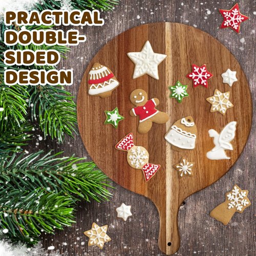Deviled Egg Platter,Wooden Deviled Egg Tray,Reversible 24 Holes Round Egg Holder Container Charcuterie Board for Kitchen Countertops,Serving Tray(Acacia Wood)