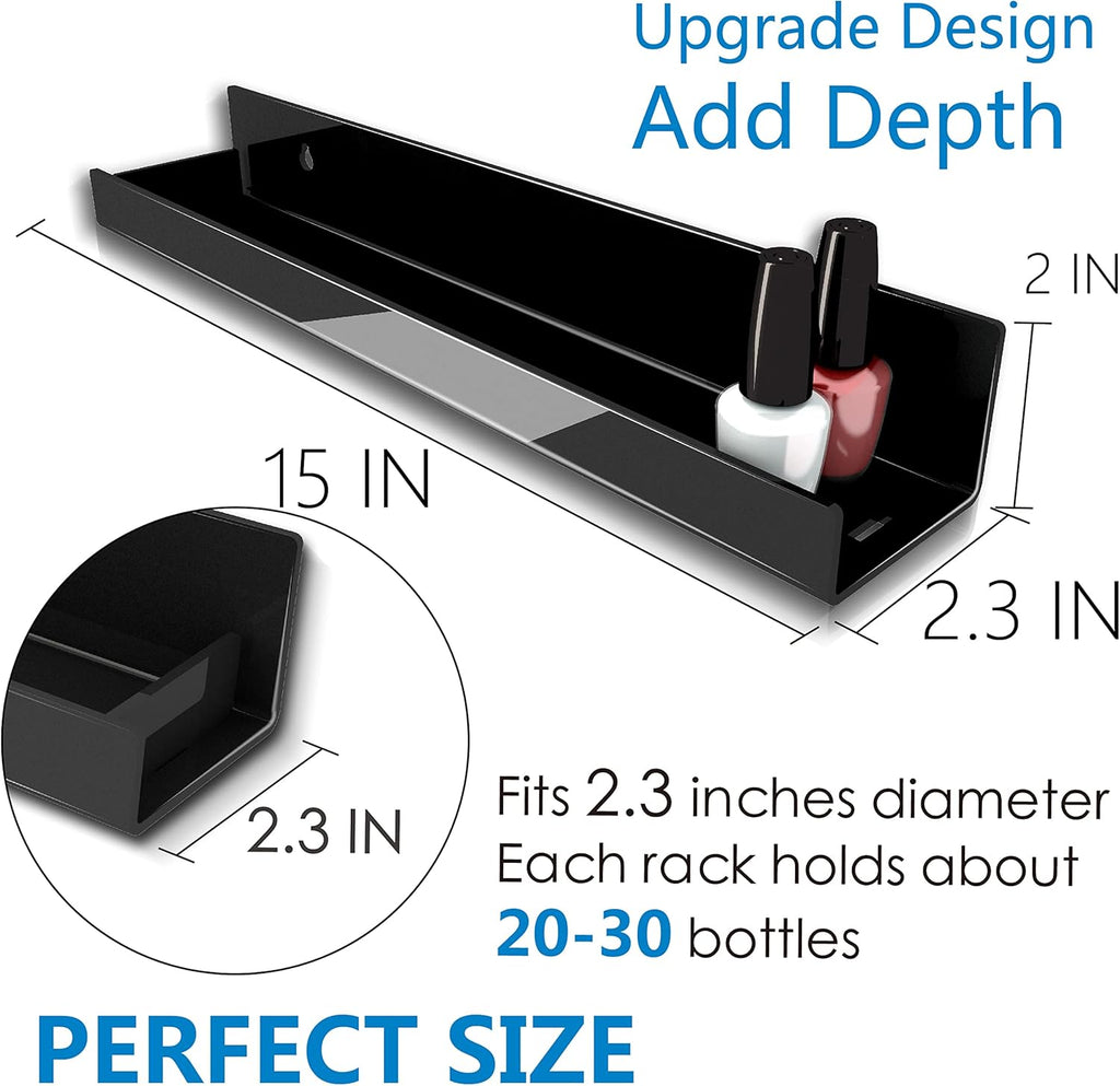Skiennix 15-Inch Black Acrylic Shelves - Modern Floating Bookshelf for Kids Room | Stylish Toy & Display Storage