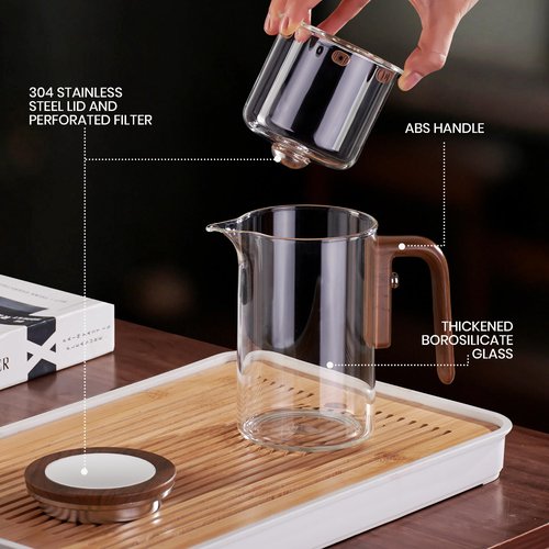 MACTANO Enchant Series Glass Magic Teapot with Magnetic Infuser, Modern Personal Tea Pot for Loose Leaf Tea Visual Brewing Easy Clean - 20.29 oz