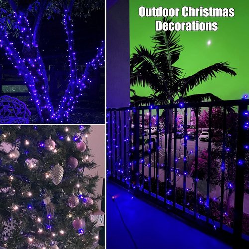 HISHINY 100 Count Blue Christmas Tree String Lights - UL Certified Indoor/Outdoor Decor | 21 Feet