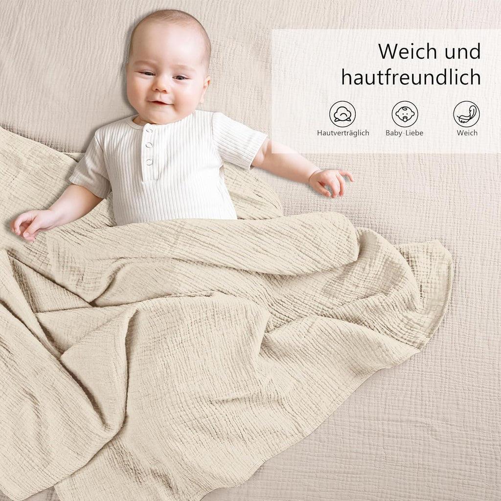Susurration Muslin Receiving Blanket - 100% Cotton Soft Swaddle for Newborns | Unisex 38x40 Inch (Apricot Gray)