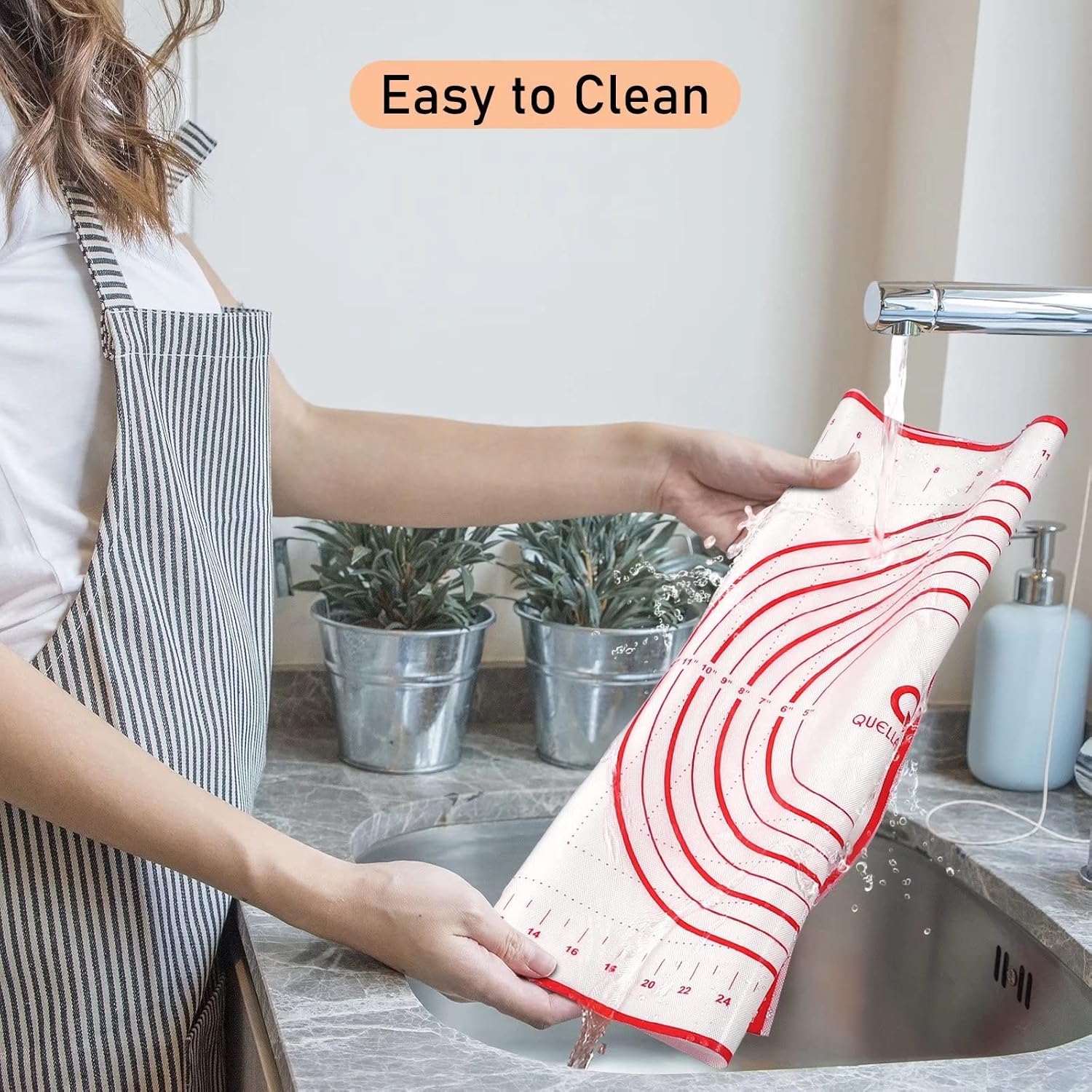 Skiennix Extra Large Silicone Pastry Mat - Baking Mat with Measurements for Fondant, Dough & Cookies | 24" x 32", Red